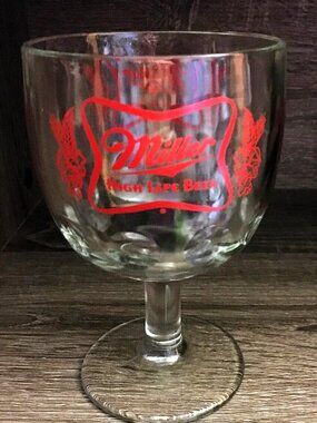Vintage Miller High Life Beer Stemmed Thumbprint Pedestal Beer Goblet 20 oz.